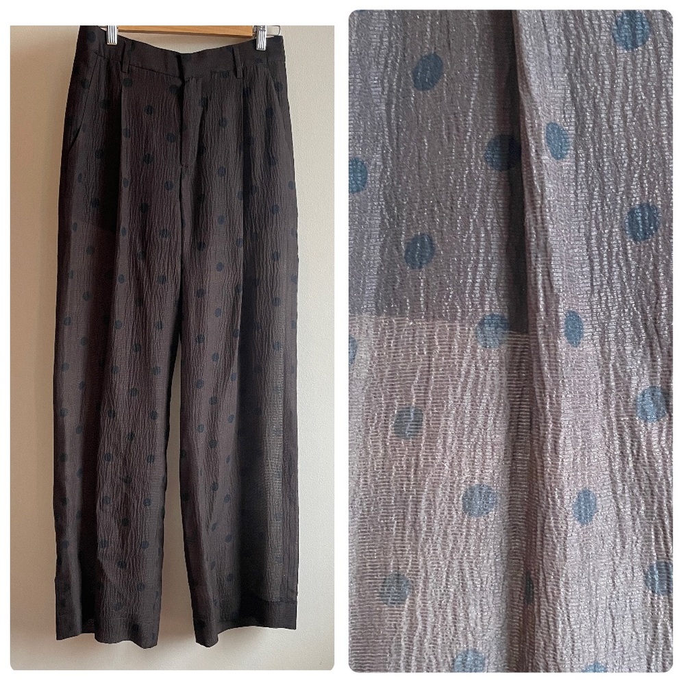 Creatures of Comfort semi sheer polka dot pants trousers fits size 6 brown - Picture 1 of 12